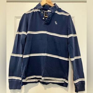 Abercrombie & Fitch Blue and White Rugby Polo